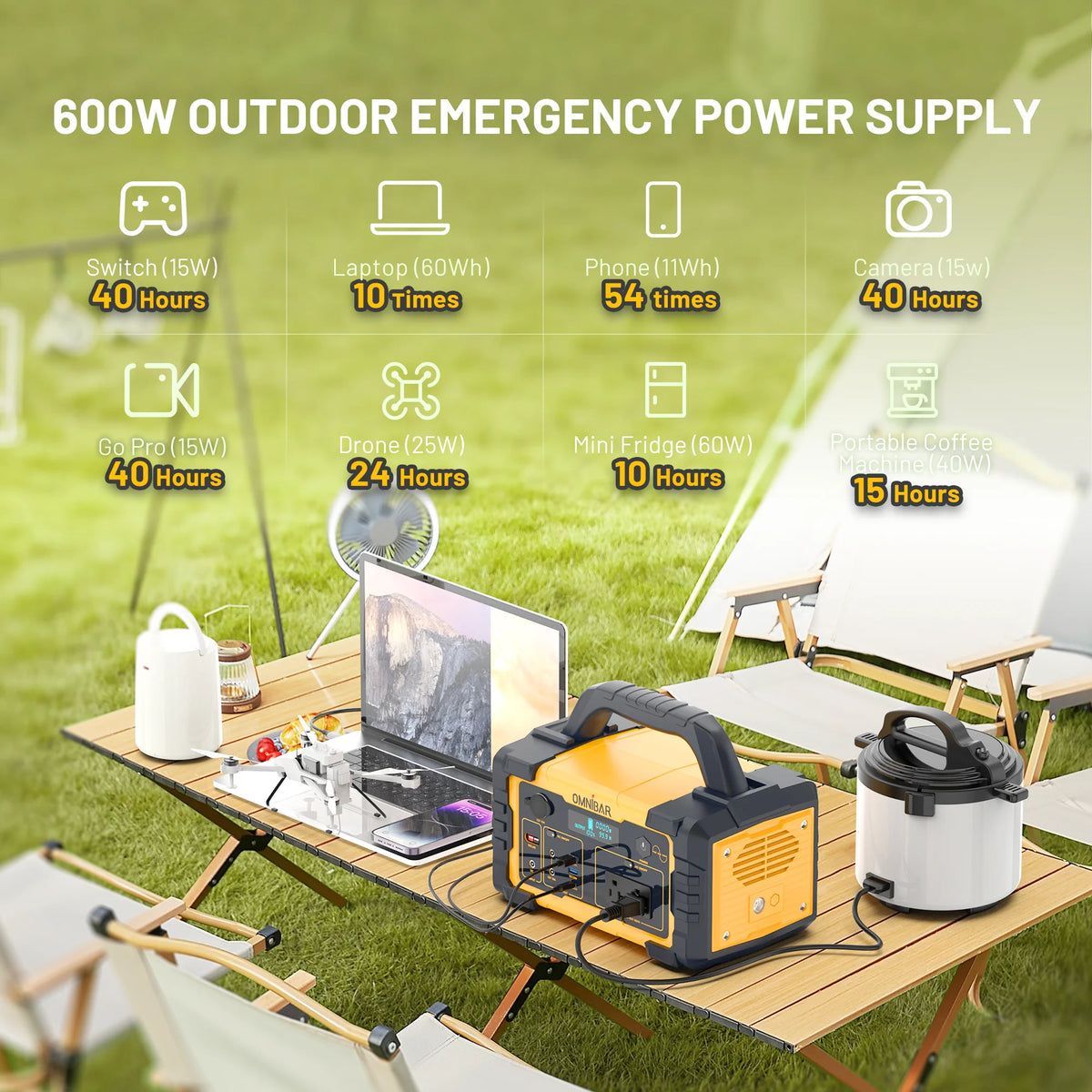 Station d’énergie portable Mondawe 1 000 W, générateur solaire 1 024 Wh avec prise CA pour la maison, le camping et les urgences