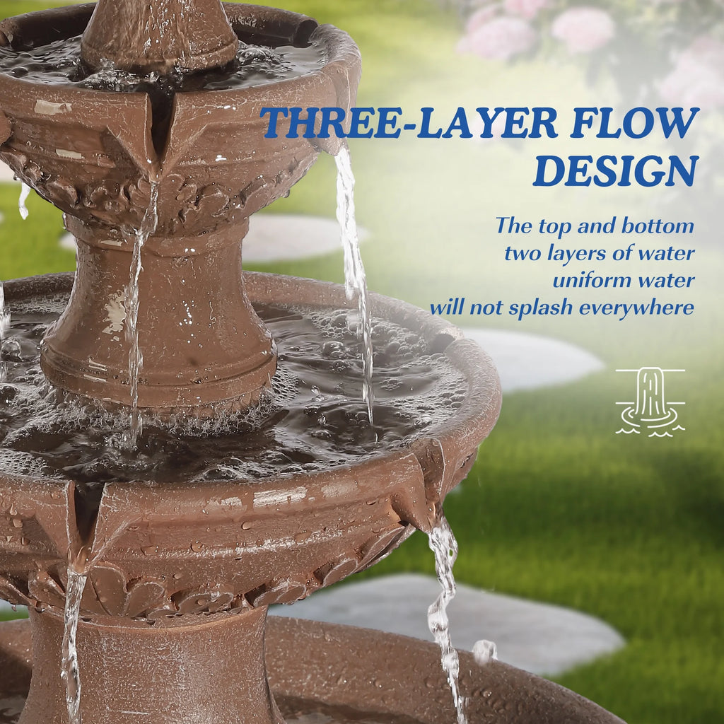 MAGIC UNION Fontaine d’eau de jardin d’extérieur, fontaines et cascades italiennes de 48,4 po de haut, grande fontaine d’intérieur à trois niveaux avec cascade et bulleur, avec pompe, pour la décoration de la maison et de la cour