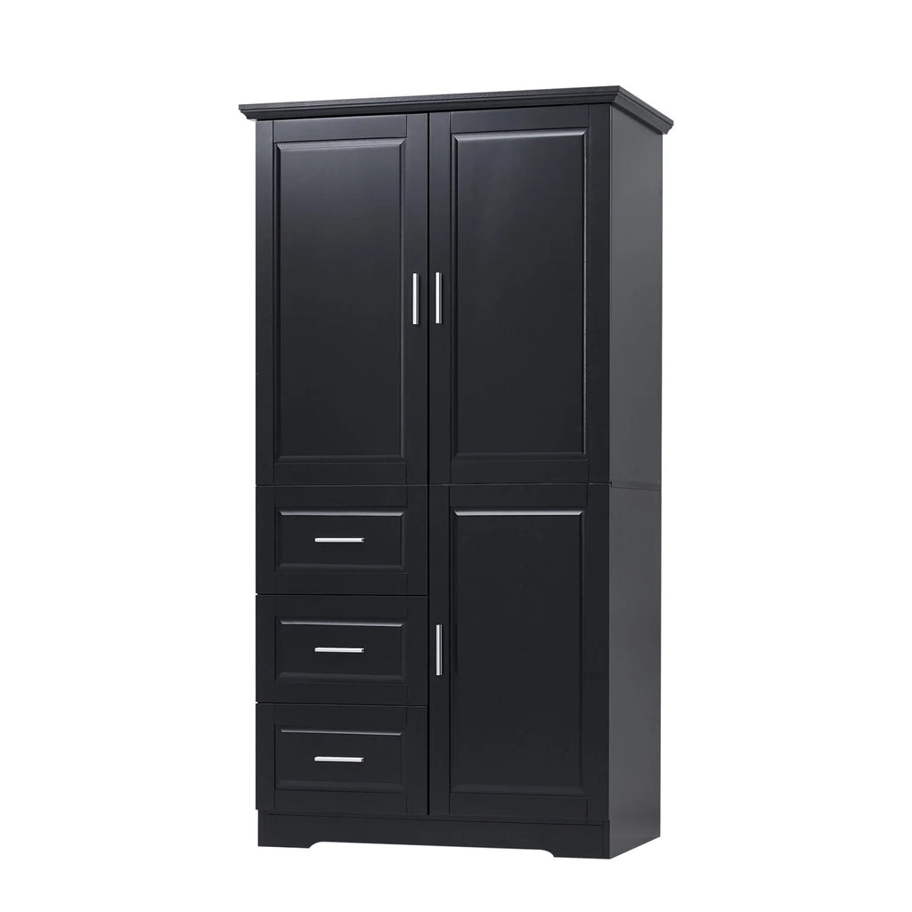 Armoire de salle de bain, meuble de rangement de 62,2 de haut avec portes et étagères, armoire à linge sur pied pour salle de bain, cuisine, salon, grise