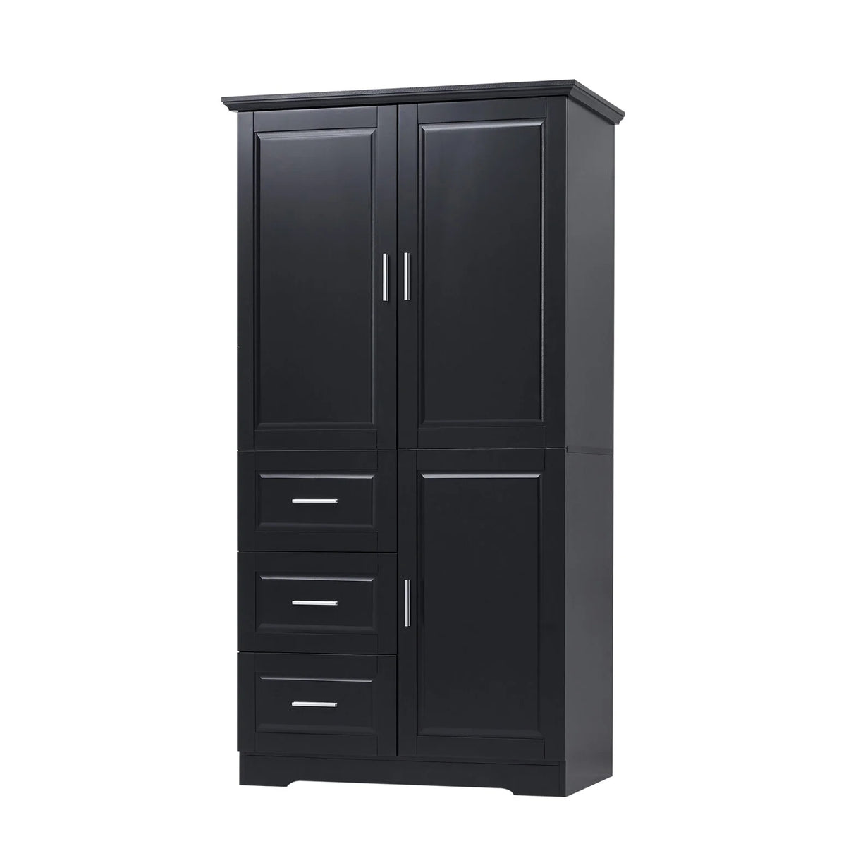 Armoire de salle de bain, meuble de rangement de 62,2 de haut avec portes et étagères, armoire à linge sur pied pour salle de bain, cuisine, salon, grise