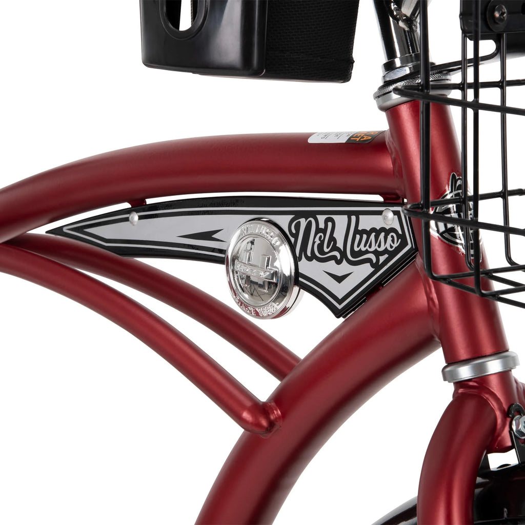 Vélo de plage Huffy Nel Lusso 26 pouces, panier, porte-bagages, rouge, dès 12 ans