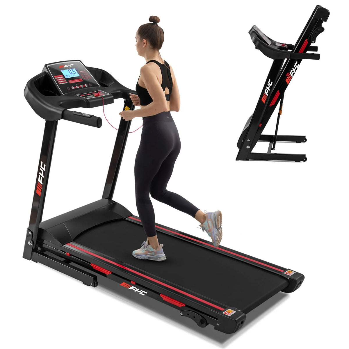 Tapis de course pliable pour la maison avec moteur de 3,5 CV, capacité de charge de 330 lb, inclinaison à 3 niveaux, surface de course de 16,5 po, vitesse de 10 mi/h, tapis de course électrique pliable avec application/Bluetooth/inclinaison