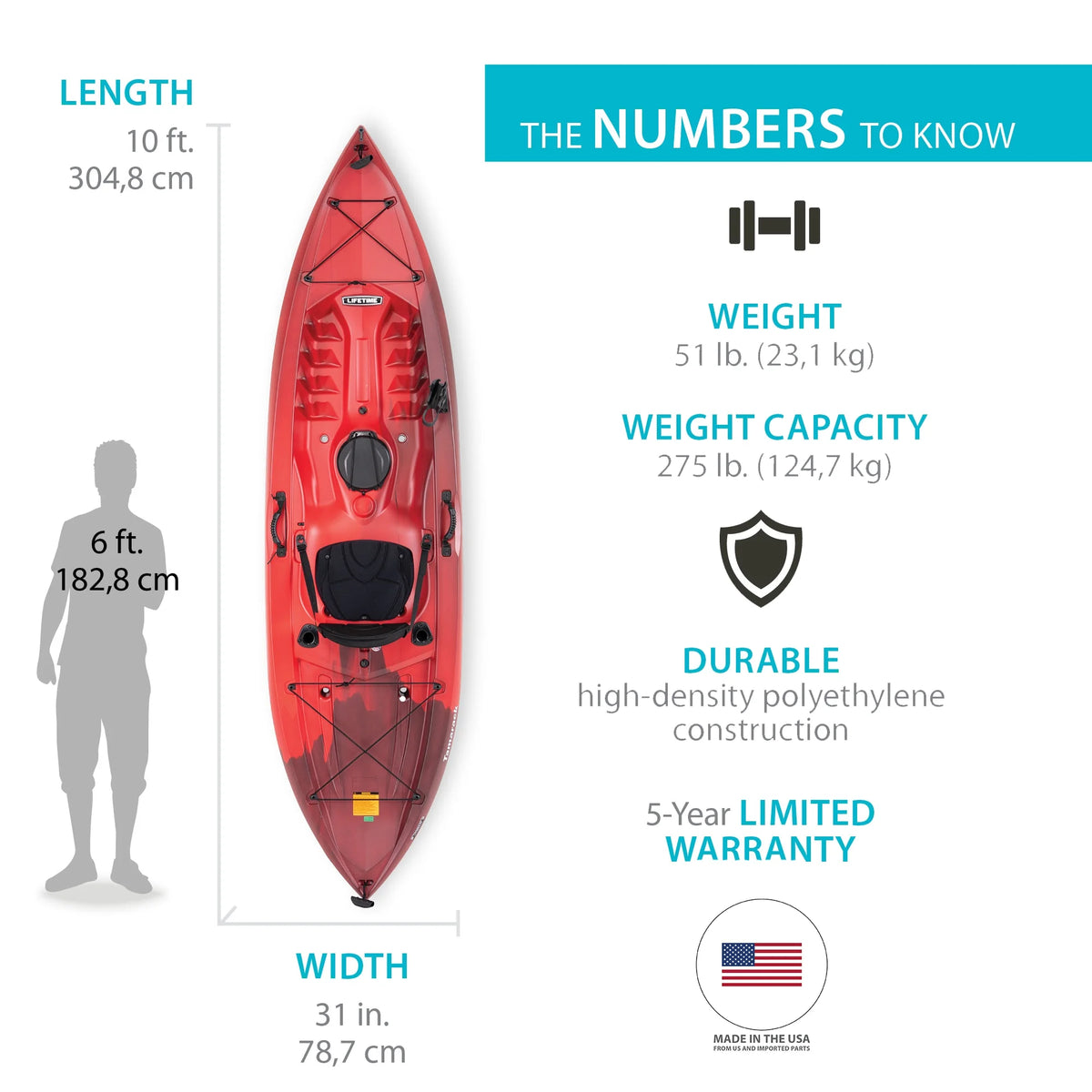 Kayak de pêche Lifetime Tamarack Angler 10 pi, Volcano Fusion (91340)