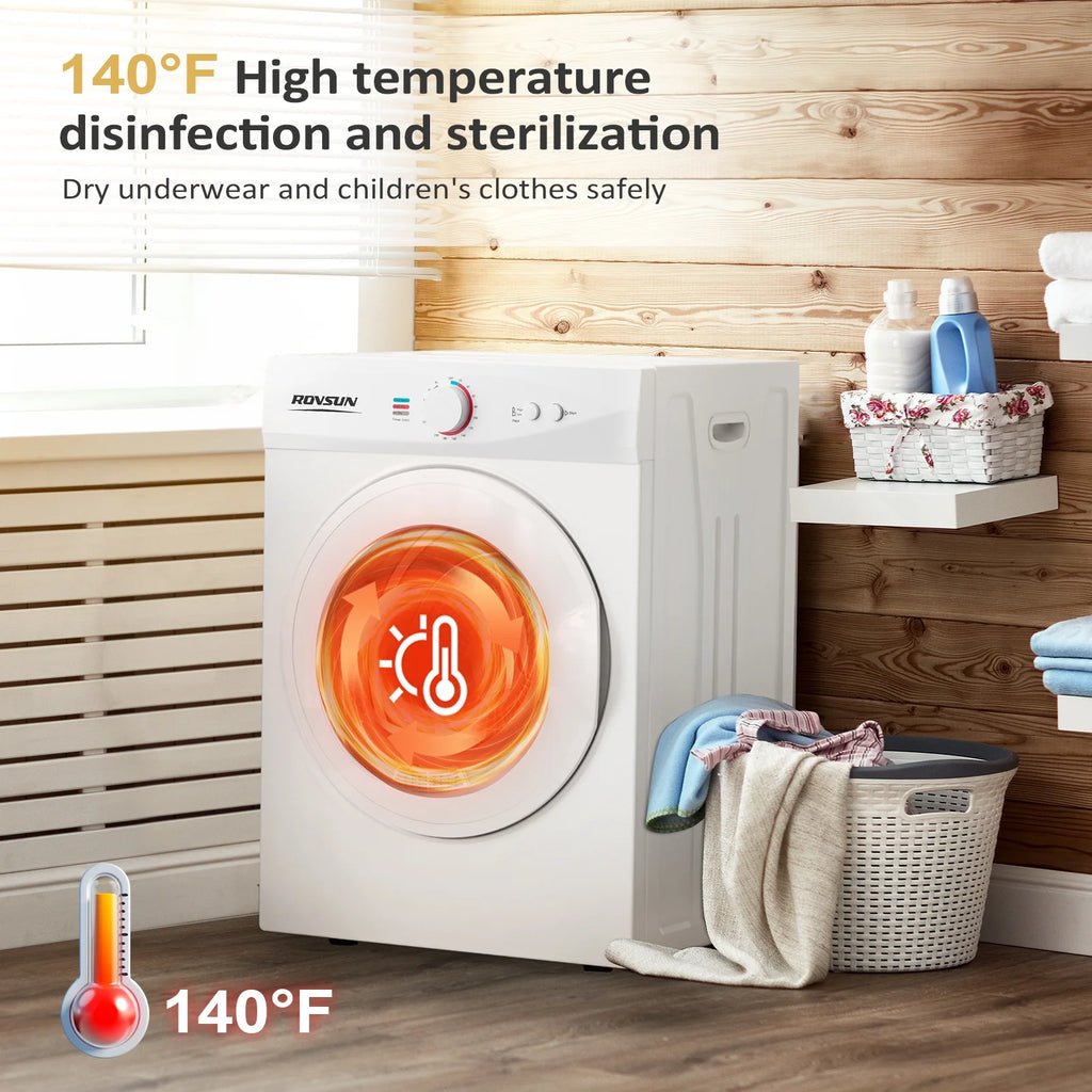 Sèche-linge portable VINGLI de 1,8 pi³, sèche-linge à chargement frontal compact avec tambour en acier inoxydable pour appartement, maison ou résidence universitaire