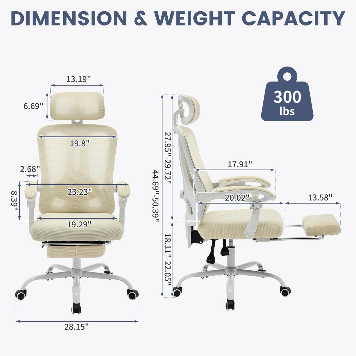 Chaise de bureau ergonomique, chaise de travail pivotante avec soutien lombaire réglable, chaise de bureau pour la maison avec repose-pieds, chaise gaming à dossier haut en maille