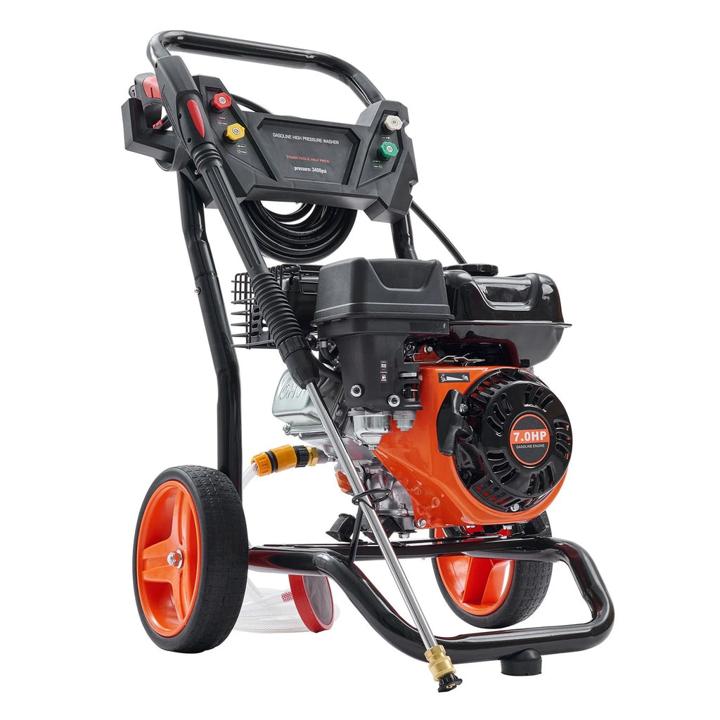 Nettoyeur haute pression à essence BENTISM 3400 PSI 2,6 GPM avec tuyau haute pression de 26 pi et 5 buses