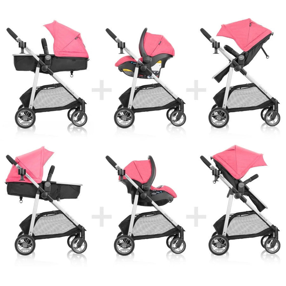 Système de voyage modulaire Evenflo Omni Plus avec siège auto pour bébé LiteMax Sport, gris Mylar, unisexe