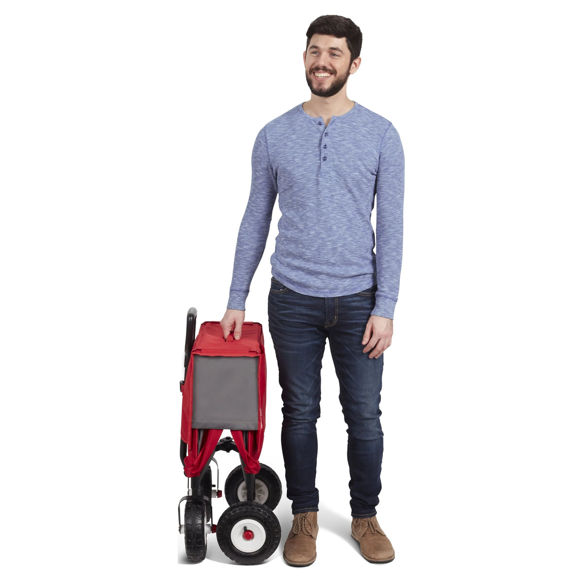 Radio Flyer, chariot tout-terrain 3-en-1 EZ Fold avec capote, rouge et gris, pneus gonflables