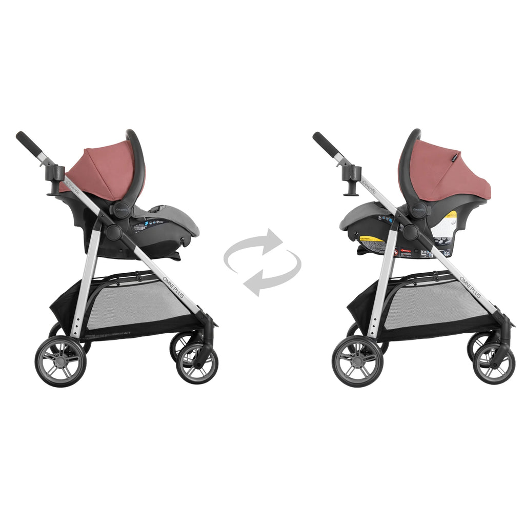 Système de voyage modulaire Evenflo Omni Plus avec siège auto pour bébé LiteMax Sport, gris Mylar, unisexe