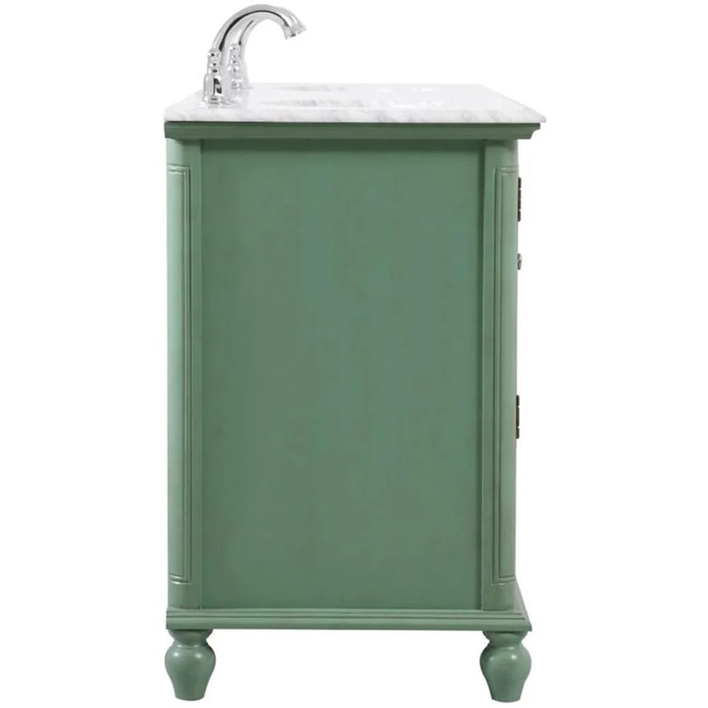Meuble-lavabo double élégant de 60 pouces pour salle de bain, blanc antique