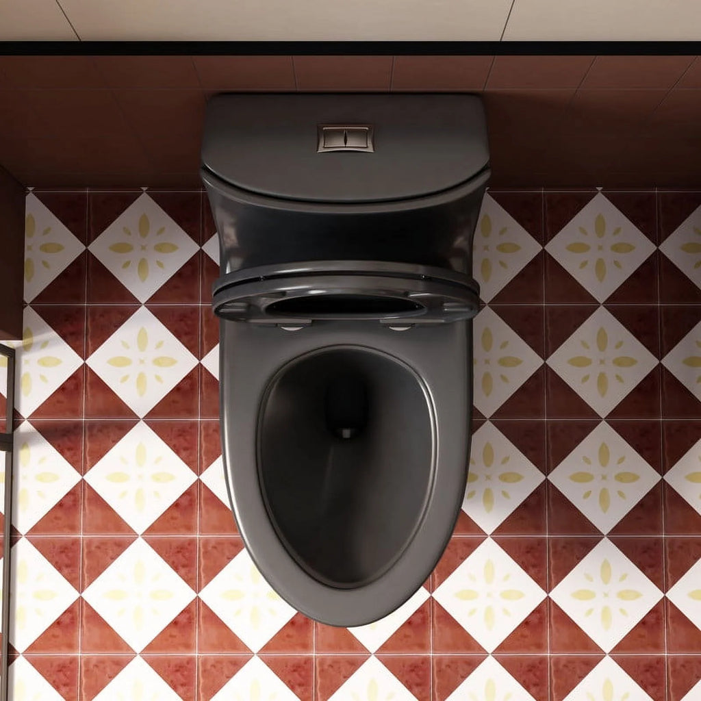 Toilettes modernes à une pièce Albriya A1878, toilettes de salle de bain standard à double chasse d’eau 1,1/1,6 GPF avec siège confortable, hauteur conforme à l’ADA, 16 1/2 po ? 12 po ? Entraxe, MaP 1000 g, blanc brillant