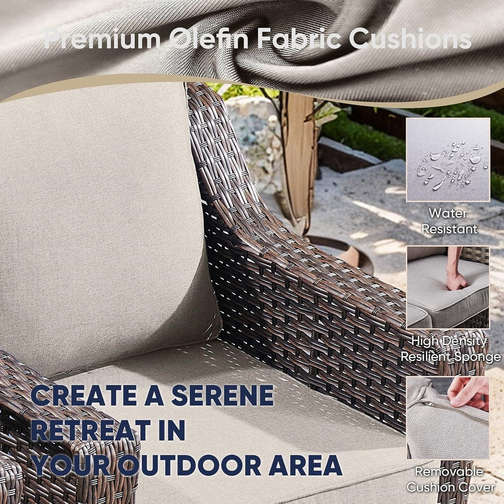 Lot de 2 chaises de patio d'extérieur en résine tressée Bellefurn avec table d'appoint, chaises en rotin tressé toutes saisons, mobilier de jardin pour porche, balcon, cour arrière, jardin et terrasse