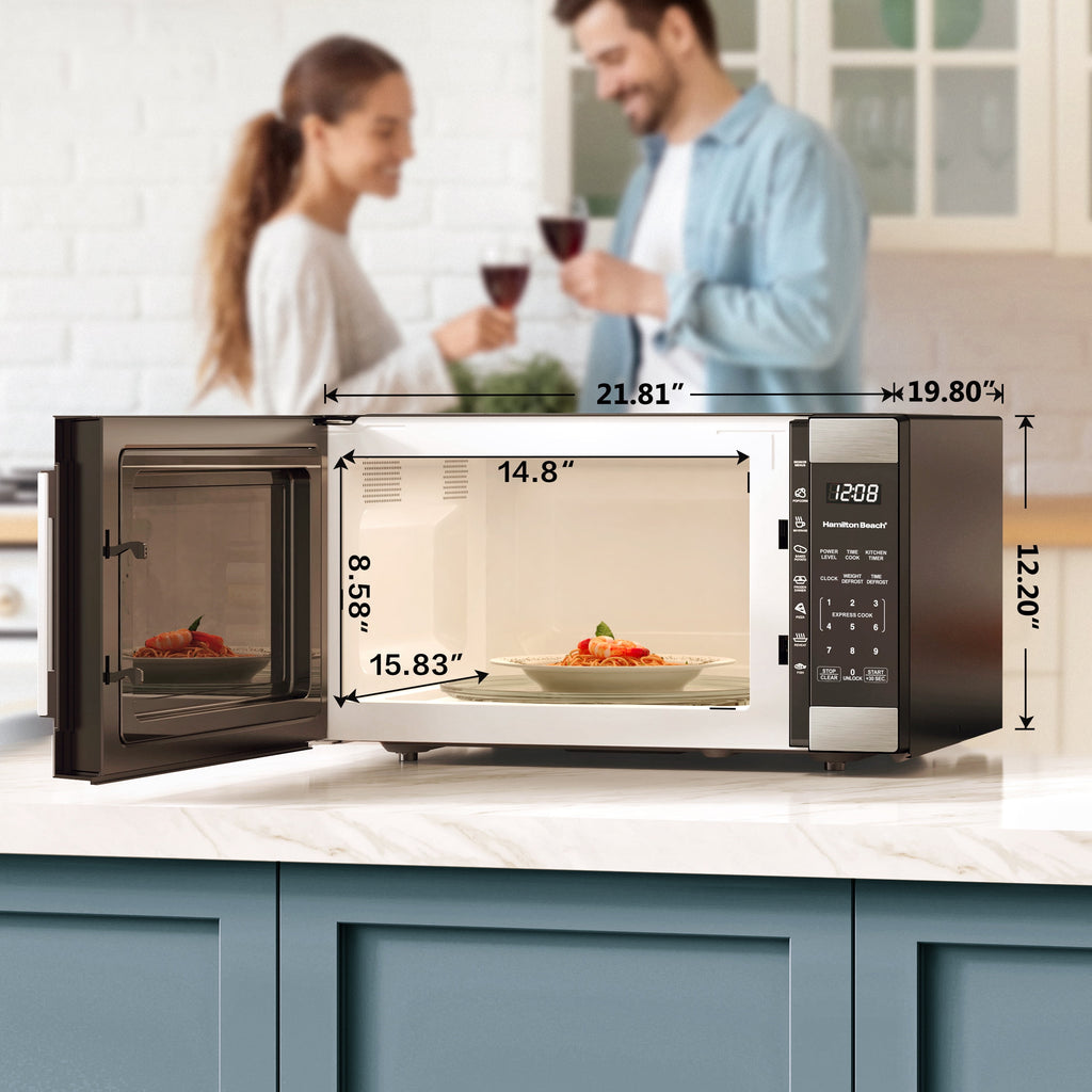 Four micro-ondes de comptoir Hamilton Beach de 1,6 pi³ avec cuisson par capteur, en acier inoxydable, neuf