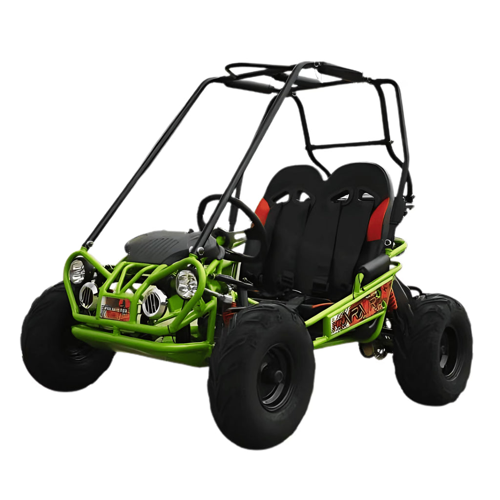 Buggy karting Trailmaster Ultra Mini XRX+ Go Kart, sièges à dossier haut, réglables pour les jeunes pilotes, limiteur d’accélération et coupe-circuit à distance. Version pré-assemblée désormais disponible ! (De plus, vert)