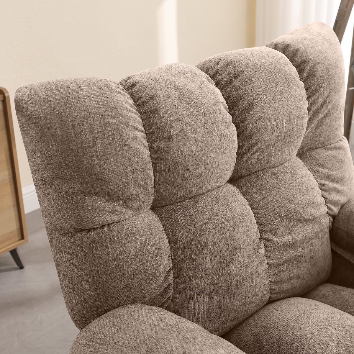 Fauteuil inclinable manuel JONPONY avec fonction de massage et de chauffage, mécanisme d’inclinaison robuste, fauteuil à bascule individuel pour personnes âgées avec porte-gobelets, pour chambre et salle de cinéma maison, gris