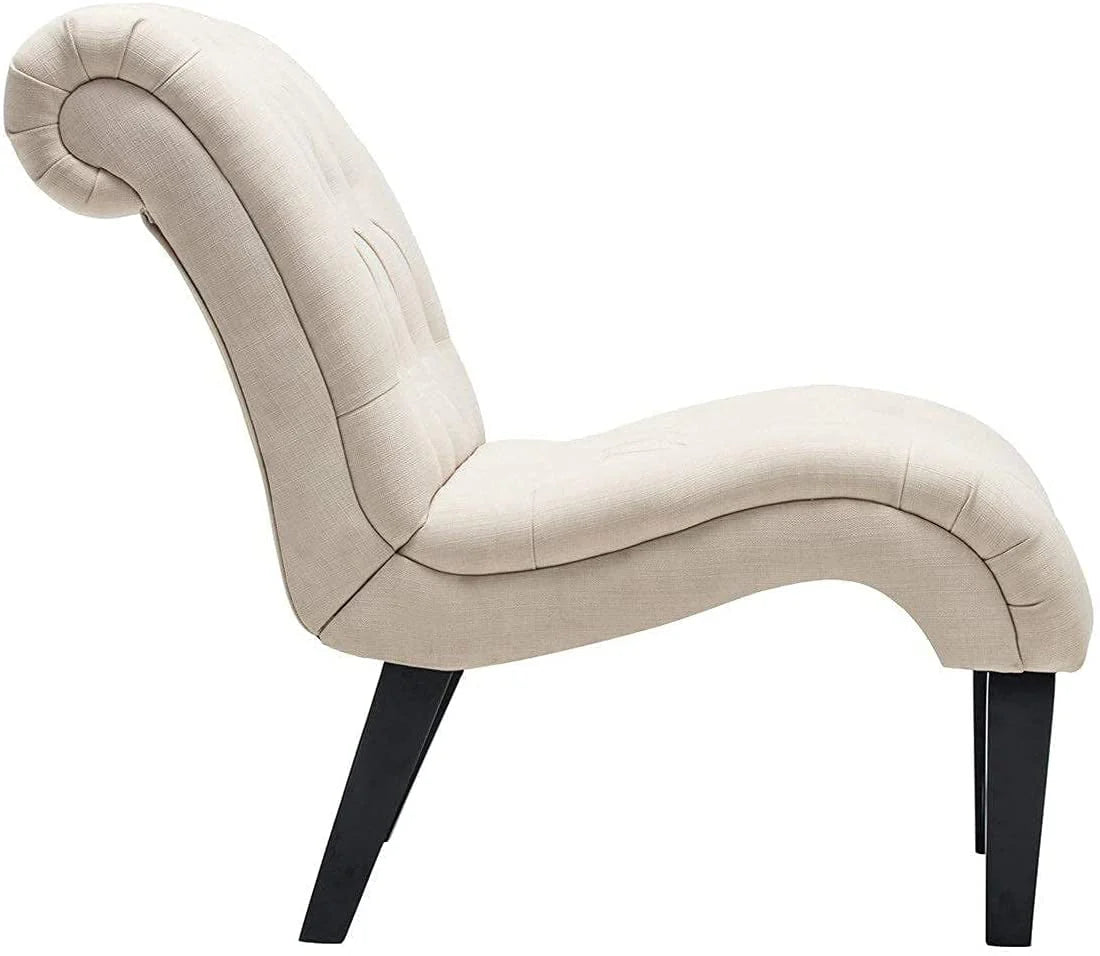 Fauteuil d'appoint rembourré Andeworld pour chambre et salon, fauteuil de détente avec pieds en bois, tissu crème
