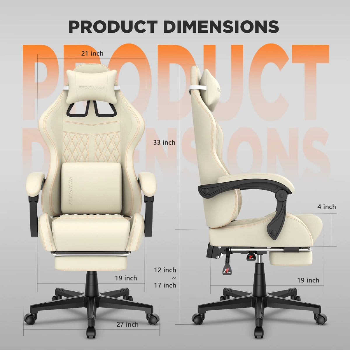 Fauteuil gaming Luxvie avec repose-pieds, fauteuil de bureau ergonomique pour ordinateur avec massage, soutien lombaire et appui-tête, dossier haut, style vintage, pour adultes et enfants, noir