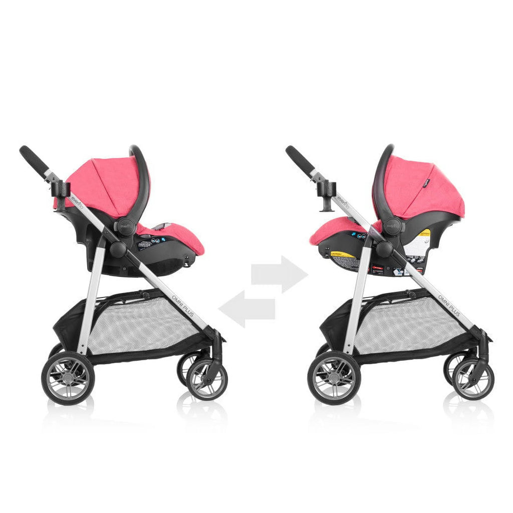 Système de voyage modulaire Evenflo Omni Plus avec siège auto pour bébé LiteMax Sport, gris Mylar, unisexe