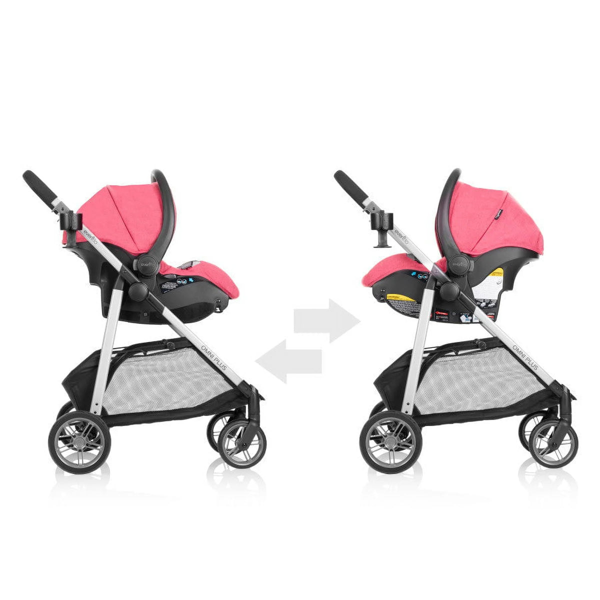 Système de voyage modulaire Evenflo Omni Plus avec siège auto pour bébé LiteMax Sport, gris Mylar, unisexe