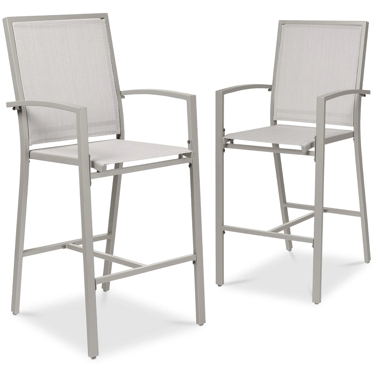 Best Choice Products Lot de 2 tabourets de bar d'extérieur, Chaises de patio hauteur bar avec maille toutes saisons - Noir/Noir