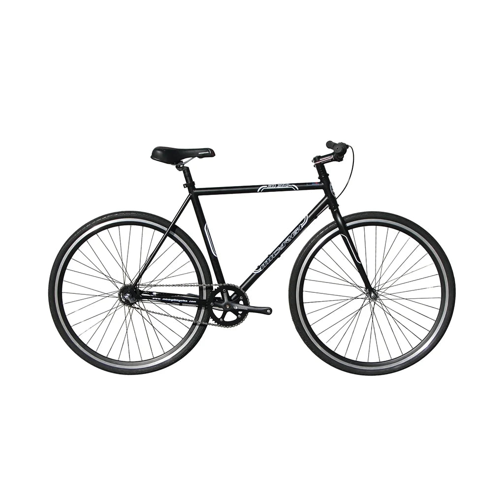 Vélo fixe Wonder Wheels 700C 57 cm, cadre en acier Hi-Ten, freins à commande latérale, jantes noires en alliage 700C*1.5*14G*32H*H30, rayons noirs, pneu noir. - Noir mat et noir