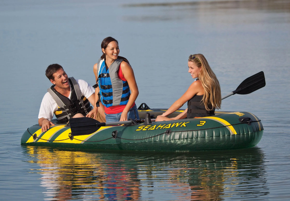 Ensemble de bateau gonflable Intex Seahawk pour 3 personnes avec rames en aluminium et pompe (Lot de 2)