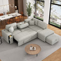 Canapé-lit modulable 87 avec lit gigogne, canapé convertible en L avec pouf, ports USB et deux porte-gobelets pour salon, appartement, chambre, gris