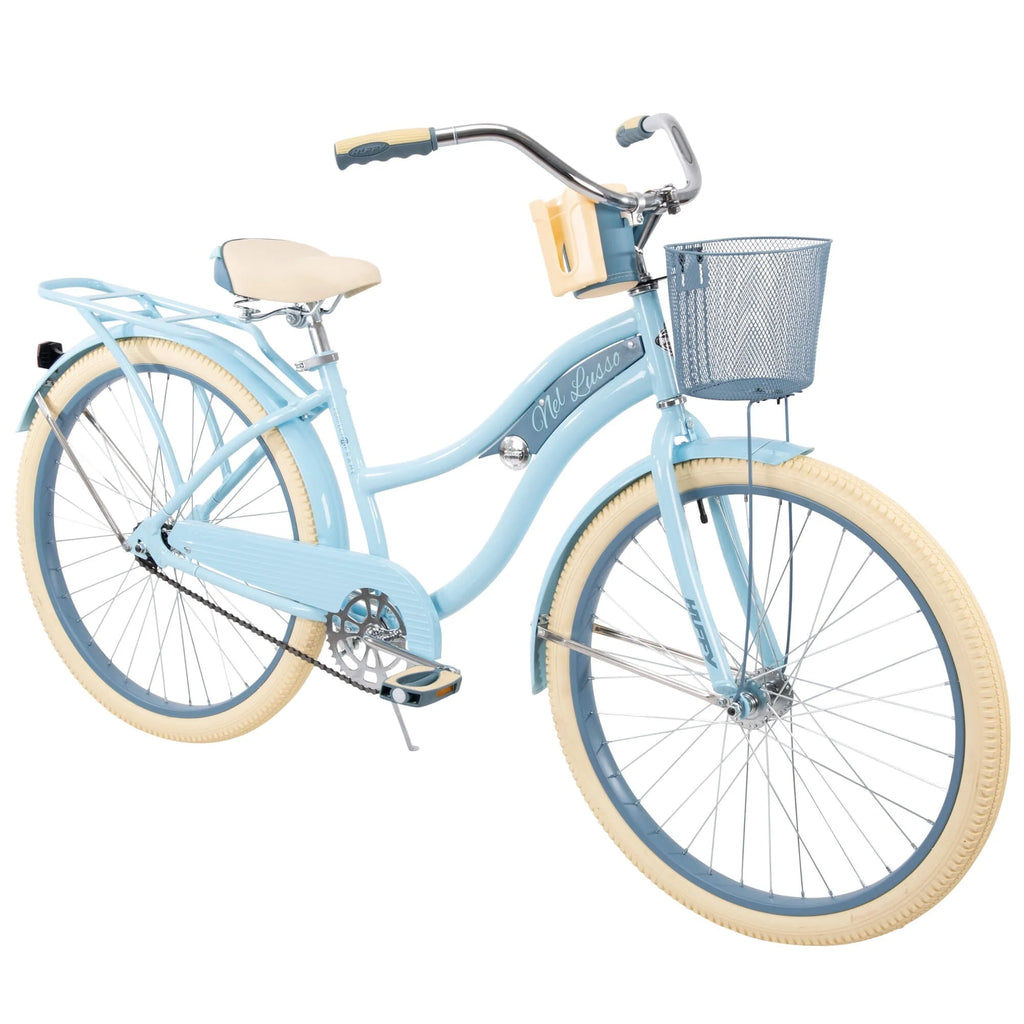 Vélo cruiser Nel Lusso Classic avec cadre à ajustement parfait, pour femme, bleu clair, 26 pouces