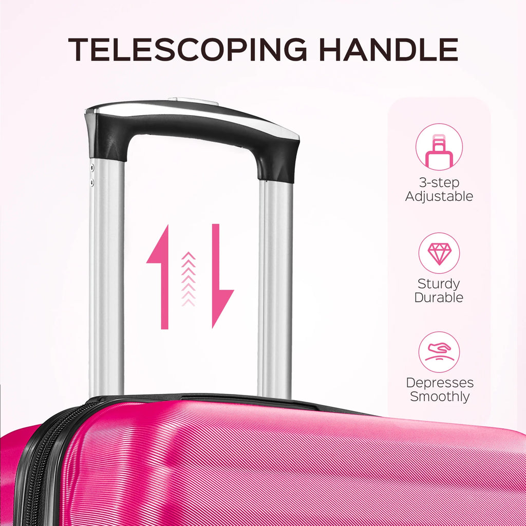 Ensemble de 9 pièces comprenant 3 valises rigides de 20, 24 et 28 pouces, 6 sacs de rangement et valises de voyage à roulettes, rose