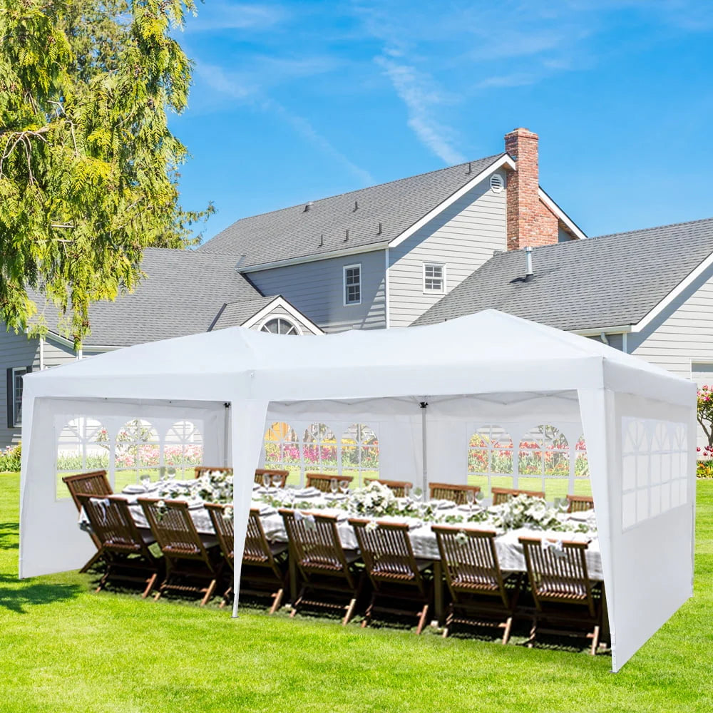 Tente de réception pop-up extérieure Zimtown 10' x 20', chapiteau pour mariage avec 6 parois