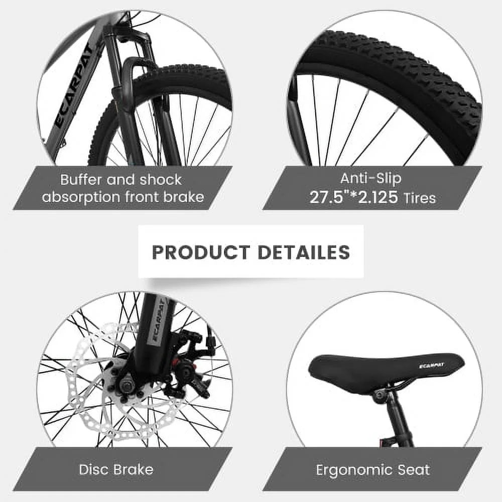 Vélo de route hybride Raistyw 700C, vélo de montagne tout-terrain 16 vitesses avec freins à disque, cadre léger en aluminium, vélo de course pour homme et femme, taille L, noir