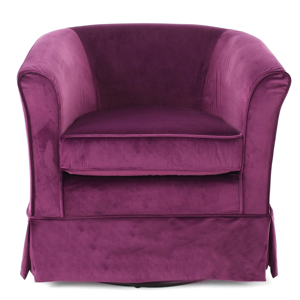 Fauteuil club pivotant contemporain Tiffin de GDF Studio, tissu naturel et noir