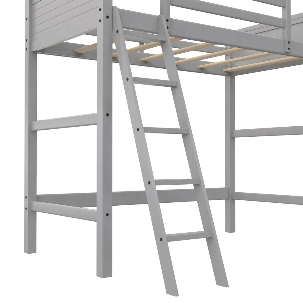 Lit mezzanine simple Your Zone Kiarah avec échelle, blanc