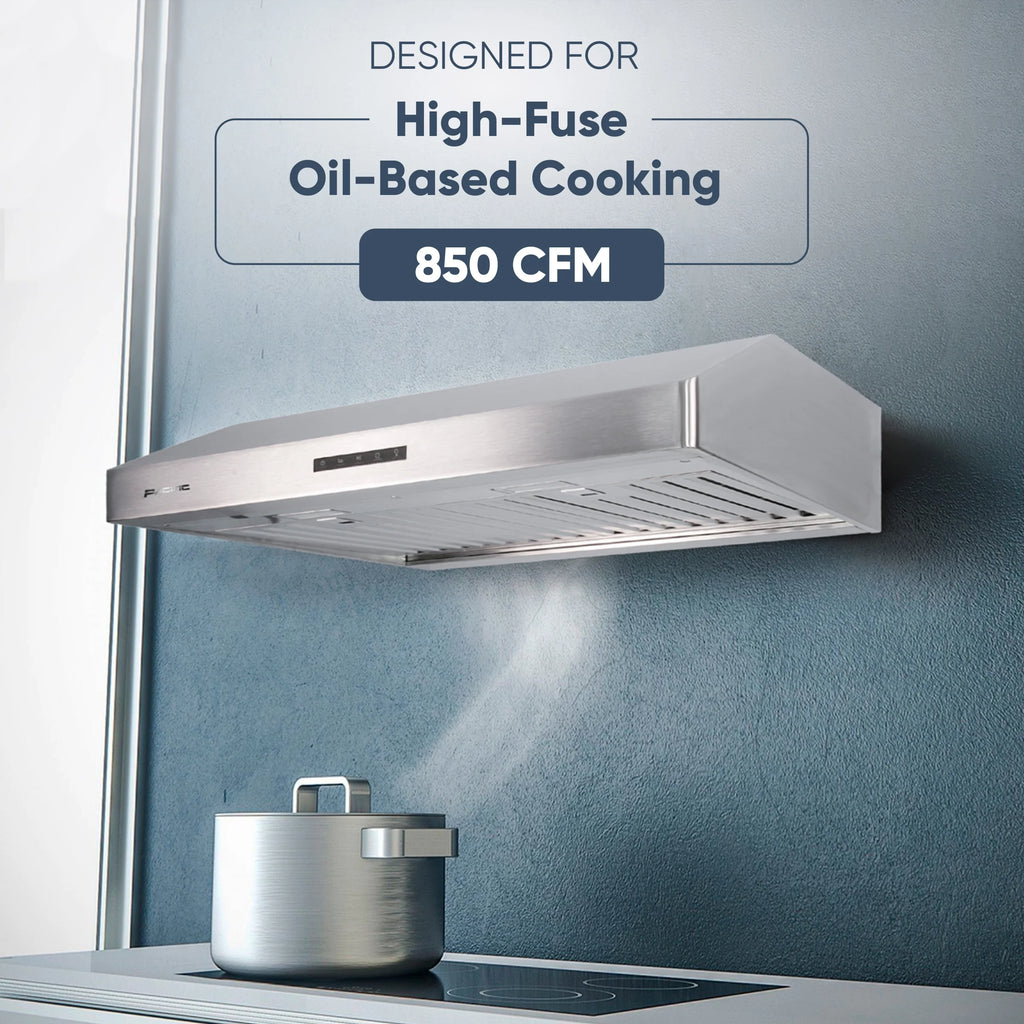 Hotte de cuisine gainable sous meuble Pacific Economy Pro 30 pouces - 850 CFM, puissante, 3 vitesses - Électrique en acier inoxydable - Ultra silencieuse, commande tactile en verre, éclairage LED 6 W PR6830AS