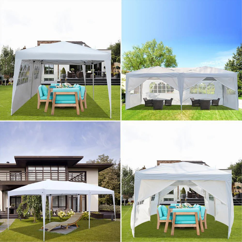 Tente de réception pop-up extérieure Zimtown 10' x 20', chapiteau pour mariage avec 6 parois