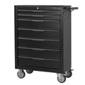 Servante d'atelier à 7 tiroirs, caisson à outils en métal grande capacité avec roulettes et serrure à cylindre, chariot de rangement mobile pour garage, entrepôt, atelier - Noir