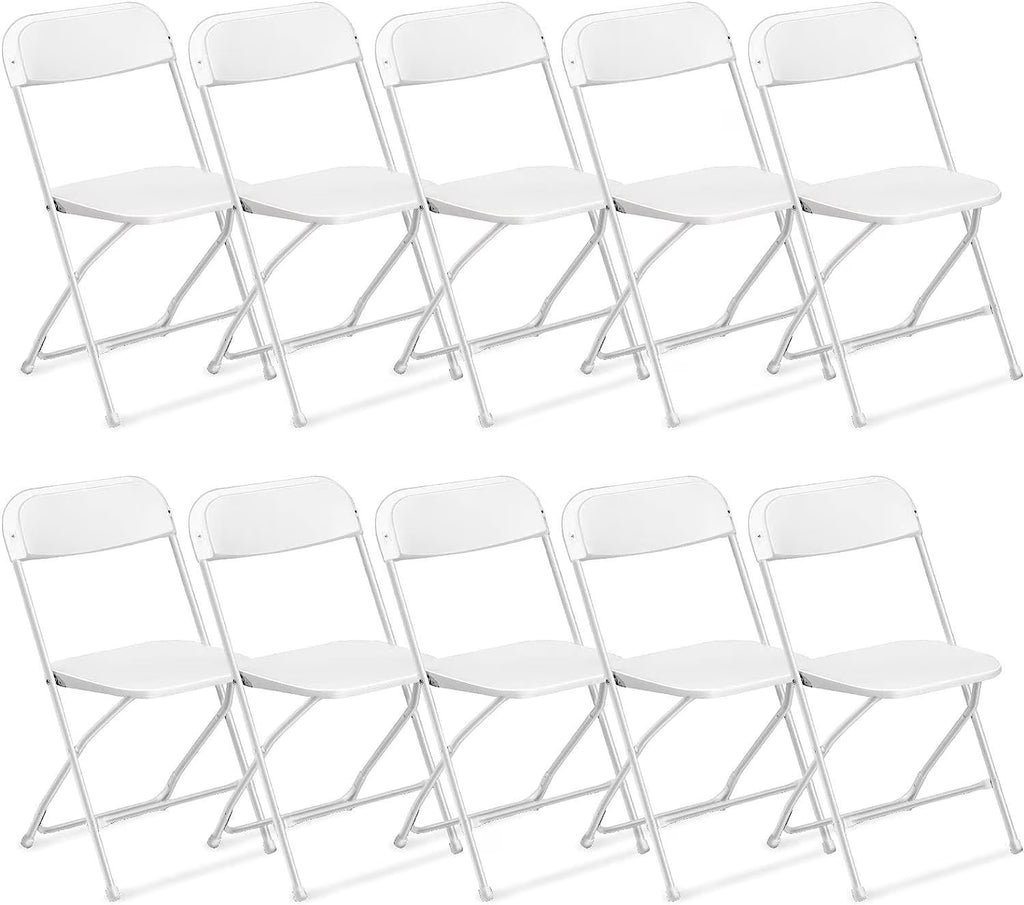 Lot de 10 chaises pliantes en plastique Ktaxon pour usage commercial, empilables, portables pour l’extérieur, blanches, idéales pour les mariages et les fêtes