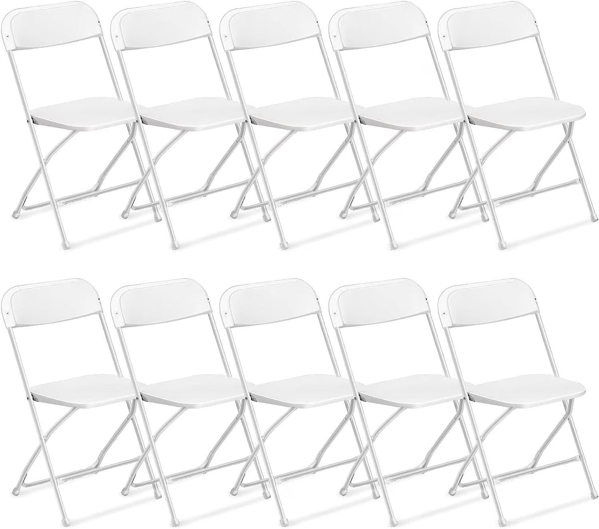 Lot de 10 chaises pliantes en plastique Ktaxon pour usage commercial, empilables, portables pour l’extérieur, blanches, idéales pour les mariages et les fêtes