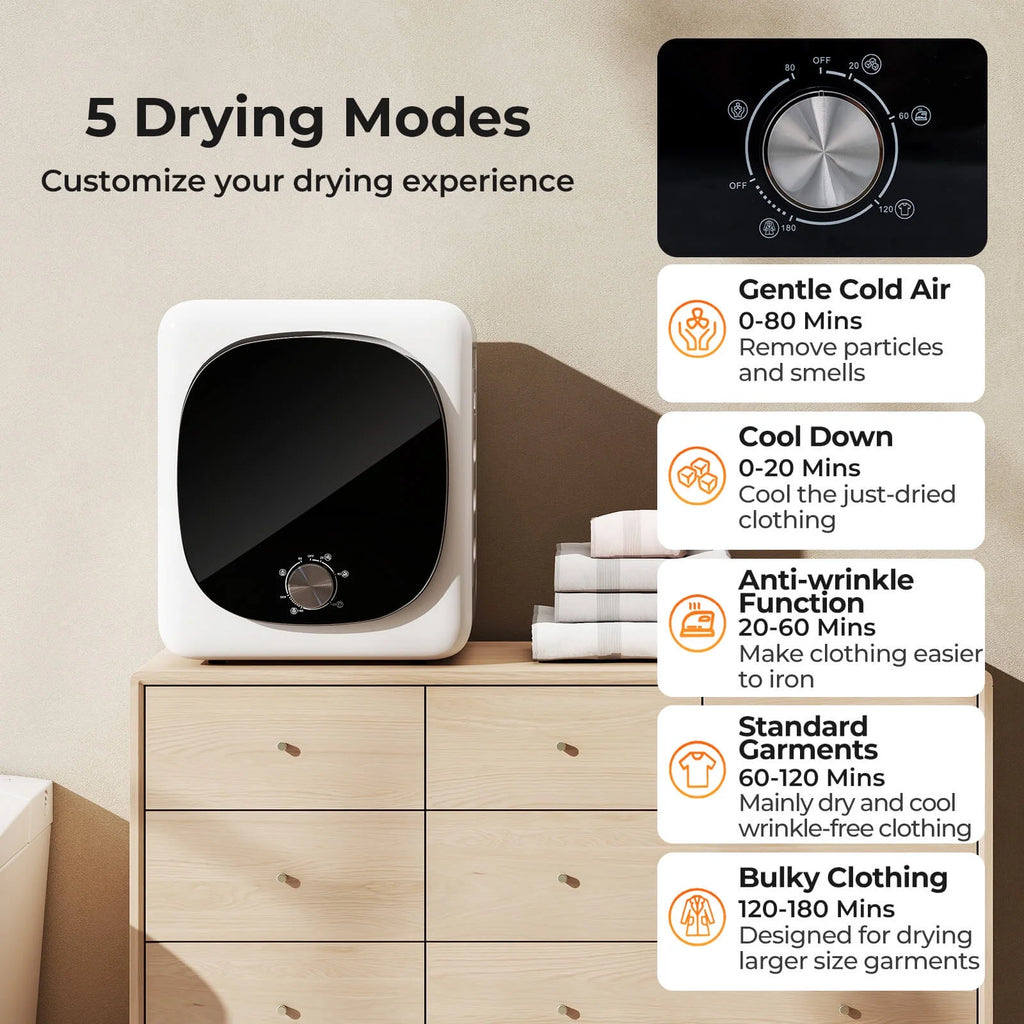 Sèche-linge compact électrique Costway 800 W de 1,5 pi³, avec tambour en acier inoxydable et 5 programmes