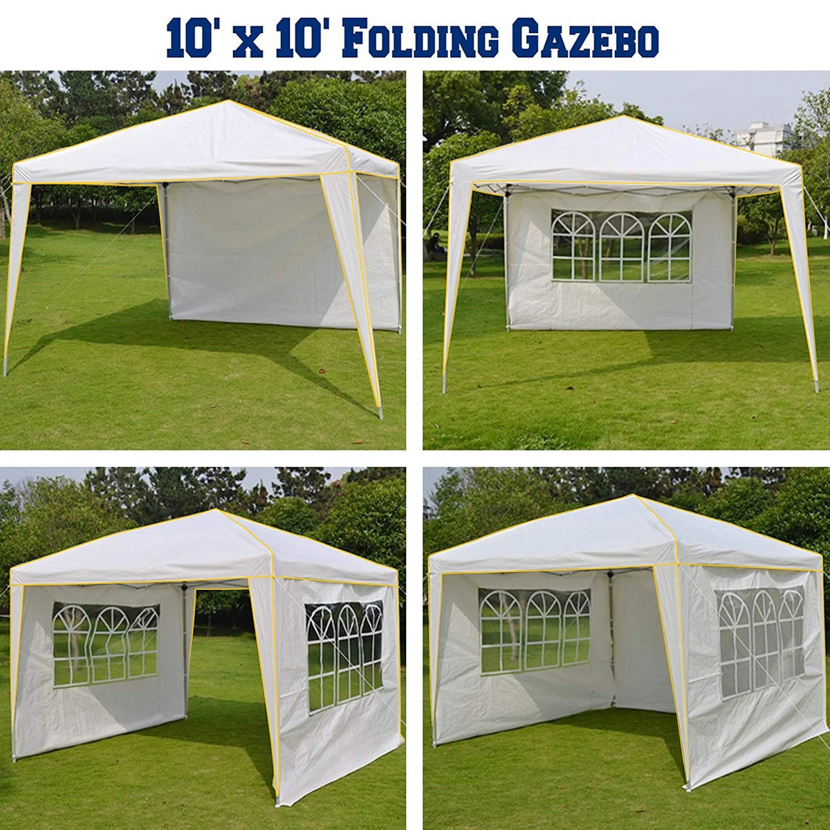 HOTEEL Chapiteau pop-up 10x10 avec murs latéraux, Tente imperméable pour fêtes et événements de mariage, Gazébo d'extérieur instantané avec sac de transport, piquets, cordes et sacs de sable, Noir