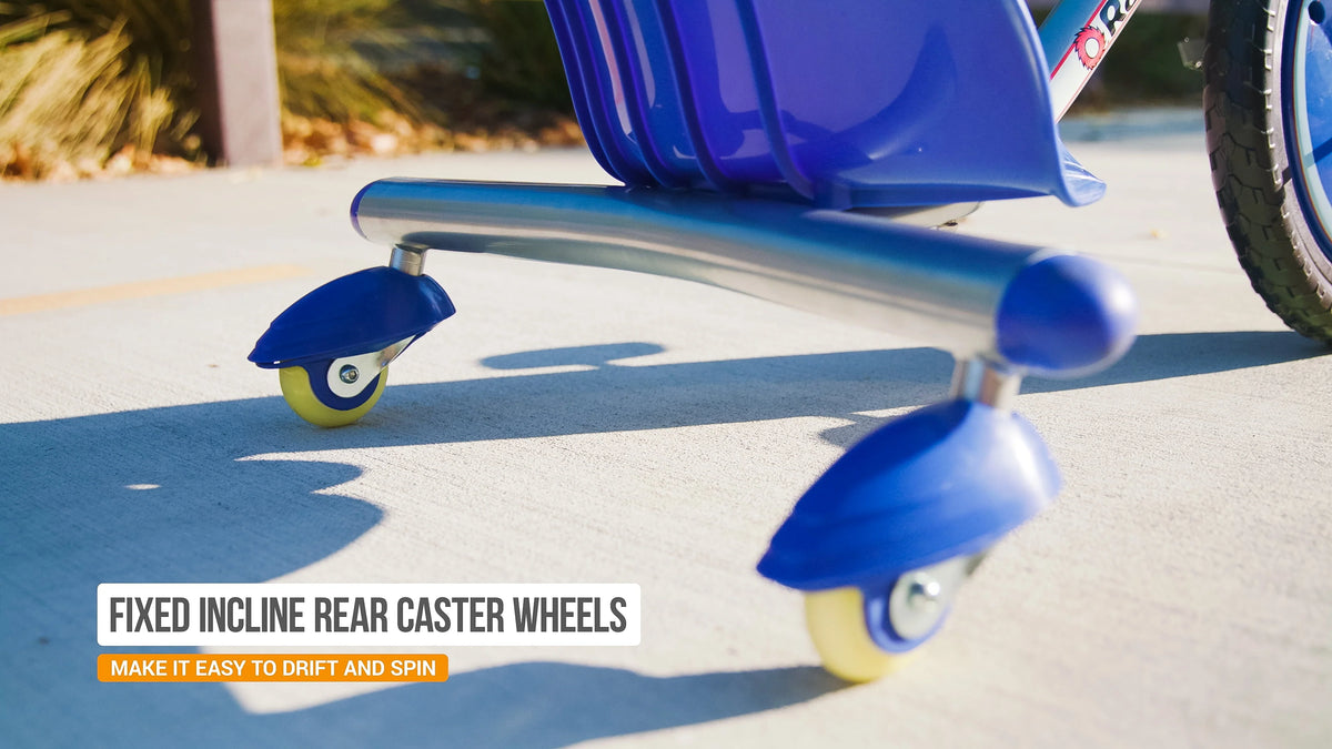 Tricycle de dérapage Razor RipRider 360 - Bleu, Roue avant de 16 pouces, Véhicule autoporté de dérapage à 3 roues, Tricycle avec roulettes arrière pour enfants à partir de 5 ans, Unisexe