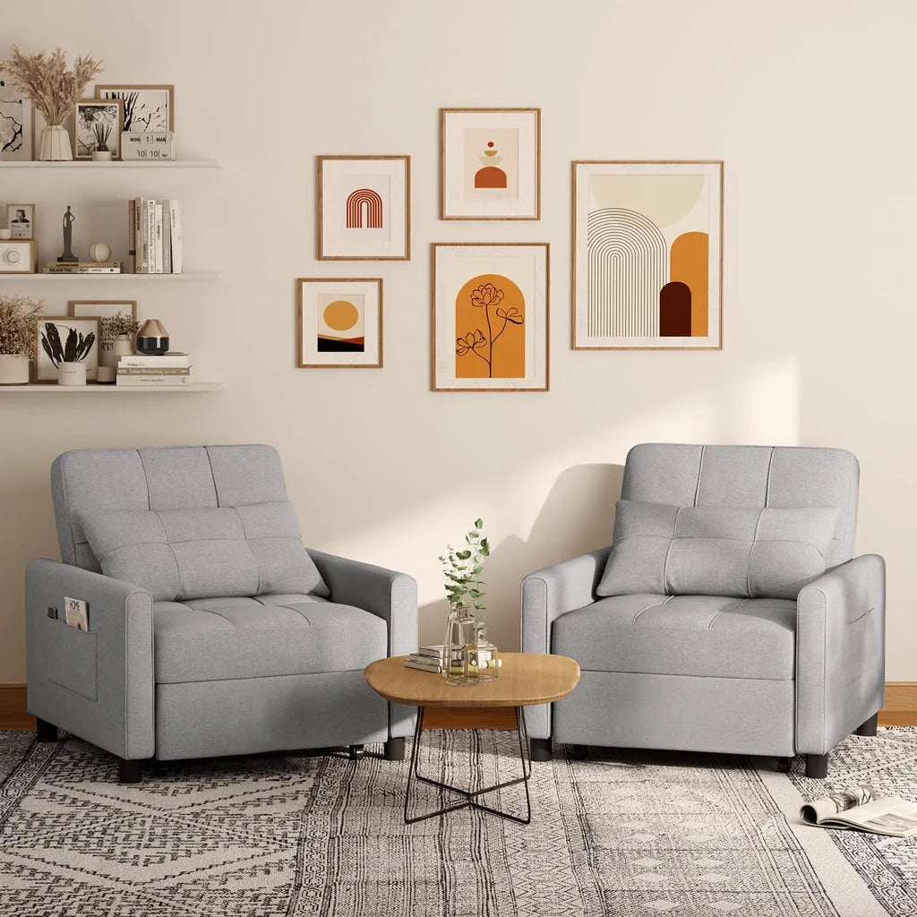 Fauteuil convertible avec couchage, canapé-lit convertible 3-en-1 Aiho avec fauteuil inclinable et couchage gigogne - Gris foncé
