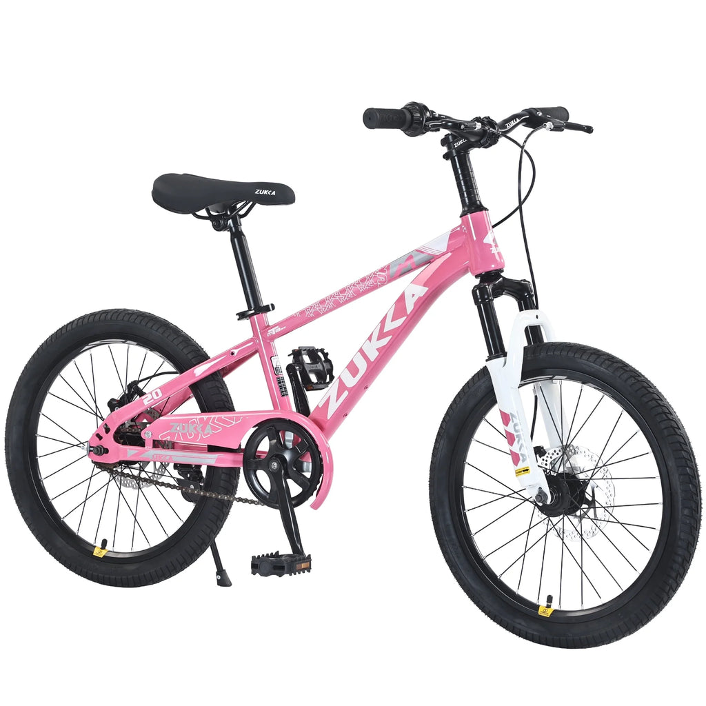 Vélo VTT pour enfant Zukka 20 pouces, cadre en acier, modèle hardtail, pour enfant de 7 à 10 ans, rose