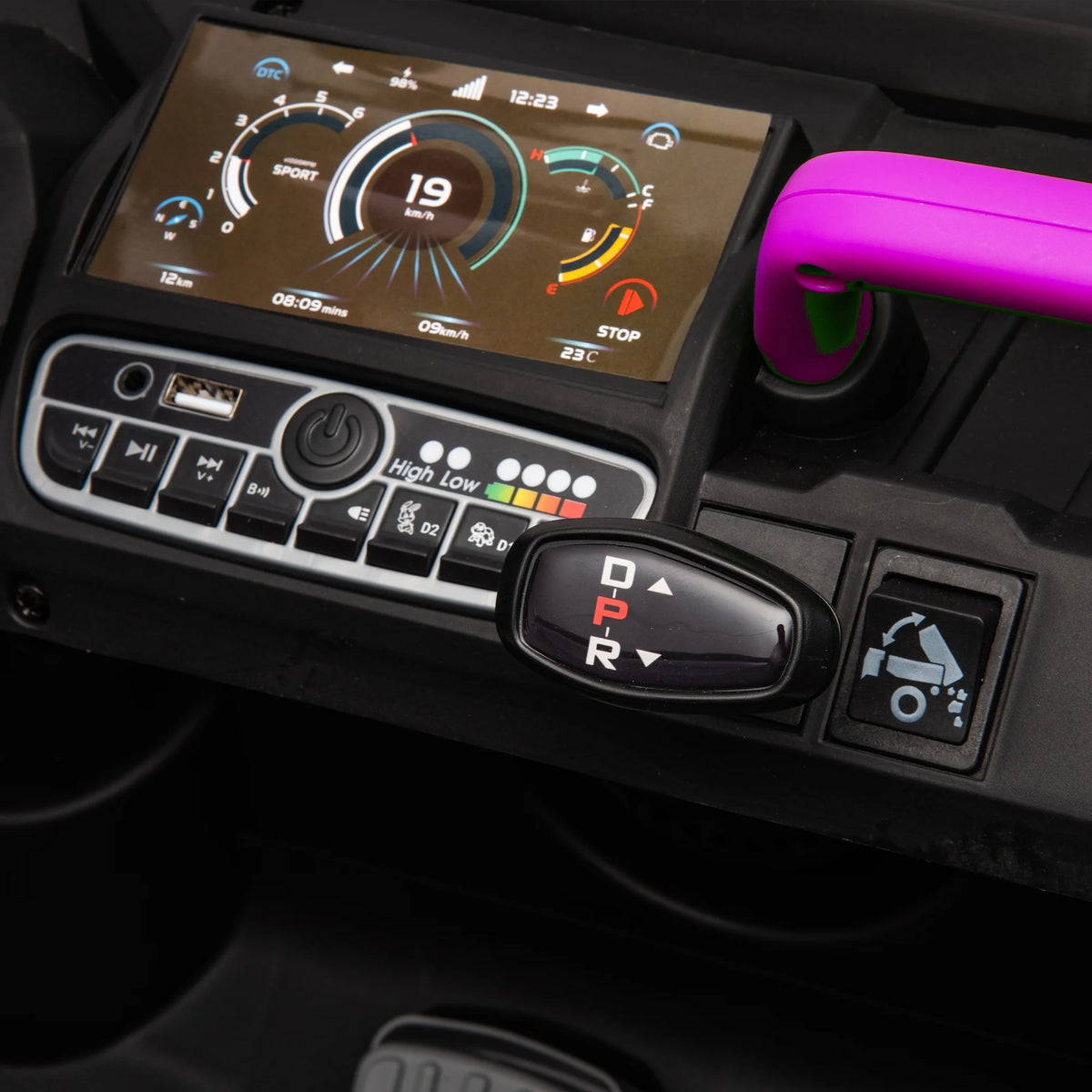 Xuanlur Voiture électrique pour enfants 24V 2 places, UTV avec moteur 2x200W, Jouet électrique 24 volts avec benne/pelle, Voiture électrique pour enfants avec pneus résistants, lumière LED, musique, télécommande, noire