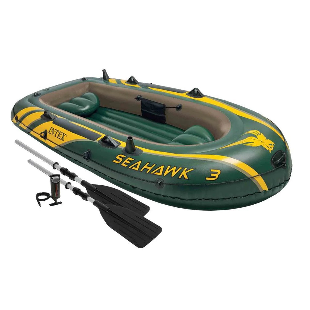 Ensemble de bateau gonflable Intex Seahawk pour 3 personnes avec rames en aluminium et pompe (Lot de 2)