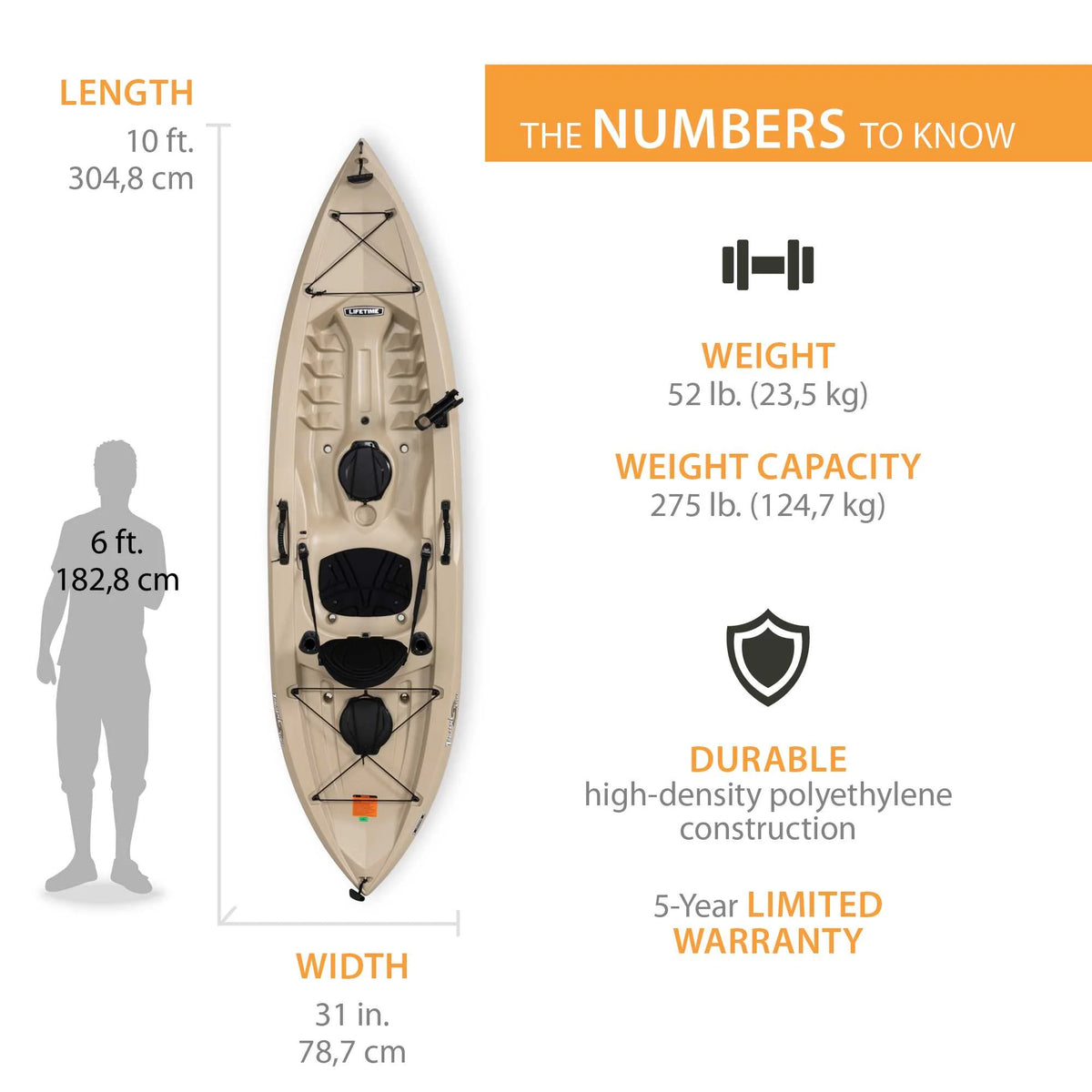 Kayak de pêche Lifetime Tamarack Angler 10 pi, Volcano Fusion (91340)