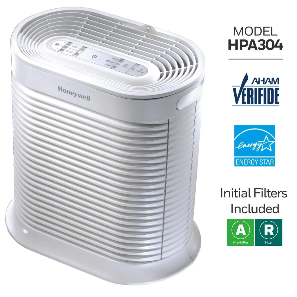 Purificateur d’air Honeywell, HPA304, 2 250 pi², filtre HEPA, réduit les allergènes, la fumée, le pollen et la poussière