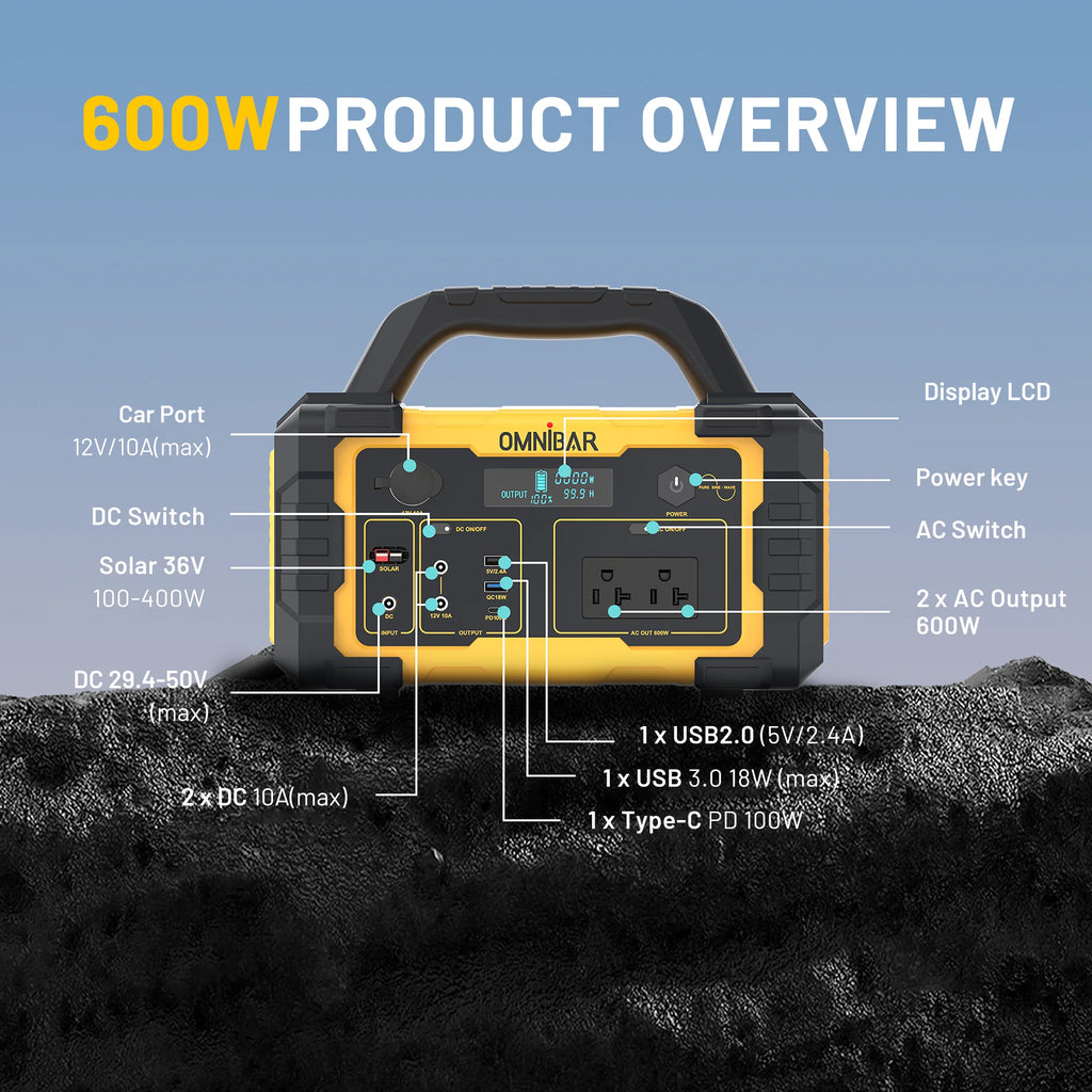 Station d’énergie portable Mondawe 1 000 W, générateur solaire 1 024 Wh avec prise CA pour la maison, le camping et les urgences