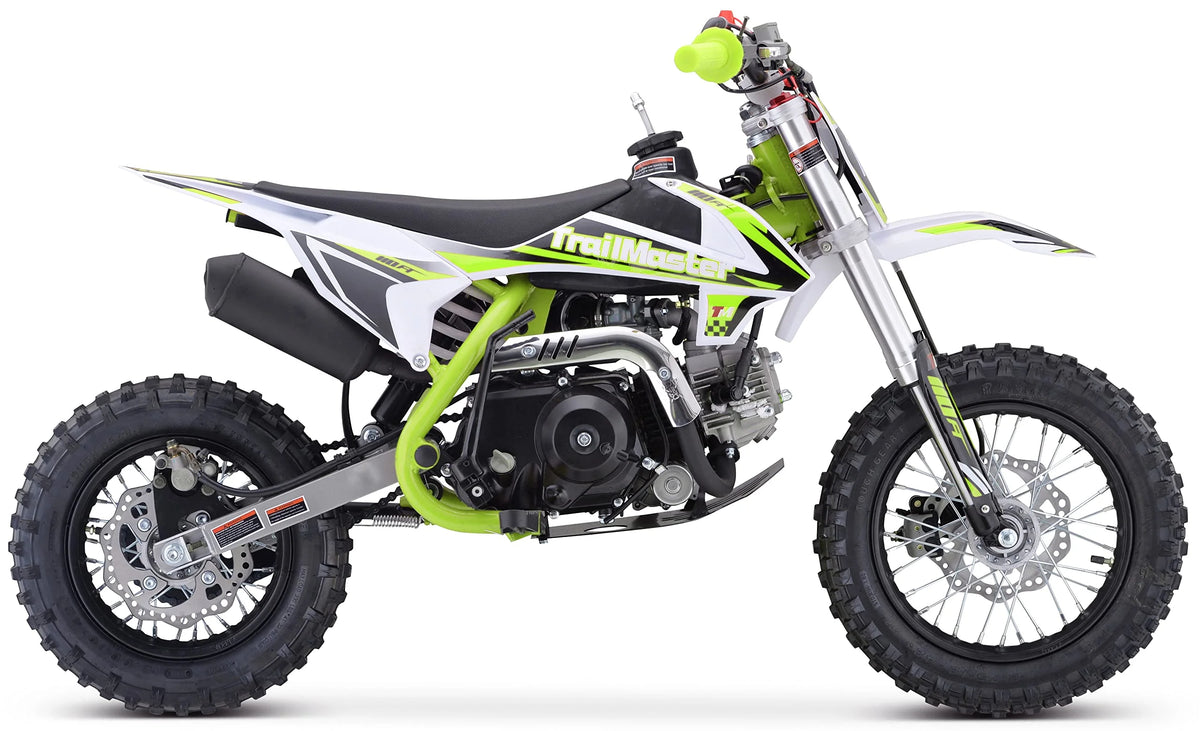 Moto tout-terrain Trailmaster TM15 110 cc semi-automatique à 4 vitesses, hauteur de selle de 24,21 pouces, freins à disque, cadre à double triangulation (rouge)