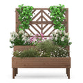 Carré potager surélevé d’extérieur GVN, lit de jardin pour cour, carré potager surélevé à 2 niveaux avec treillis – marron